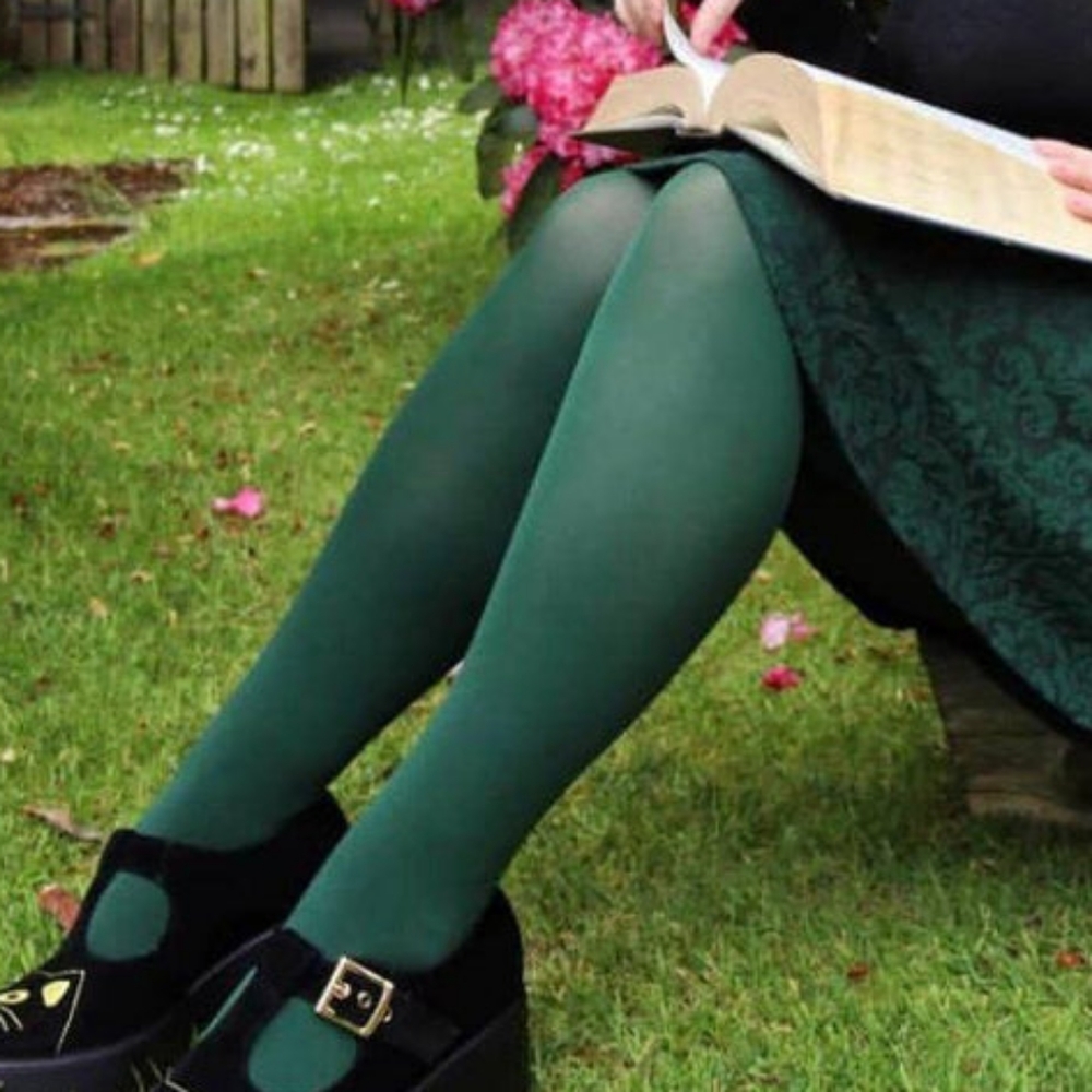 Snag Tights - Opaque, size F - Hit the Bottle Green